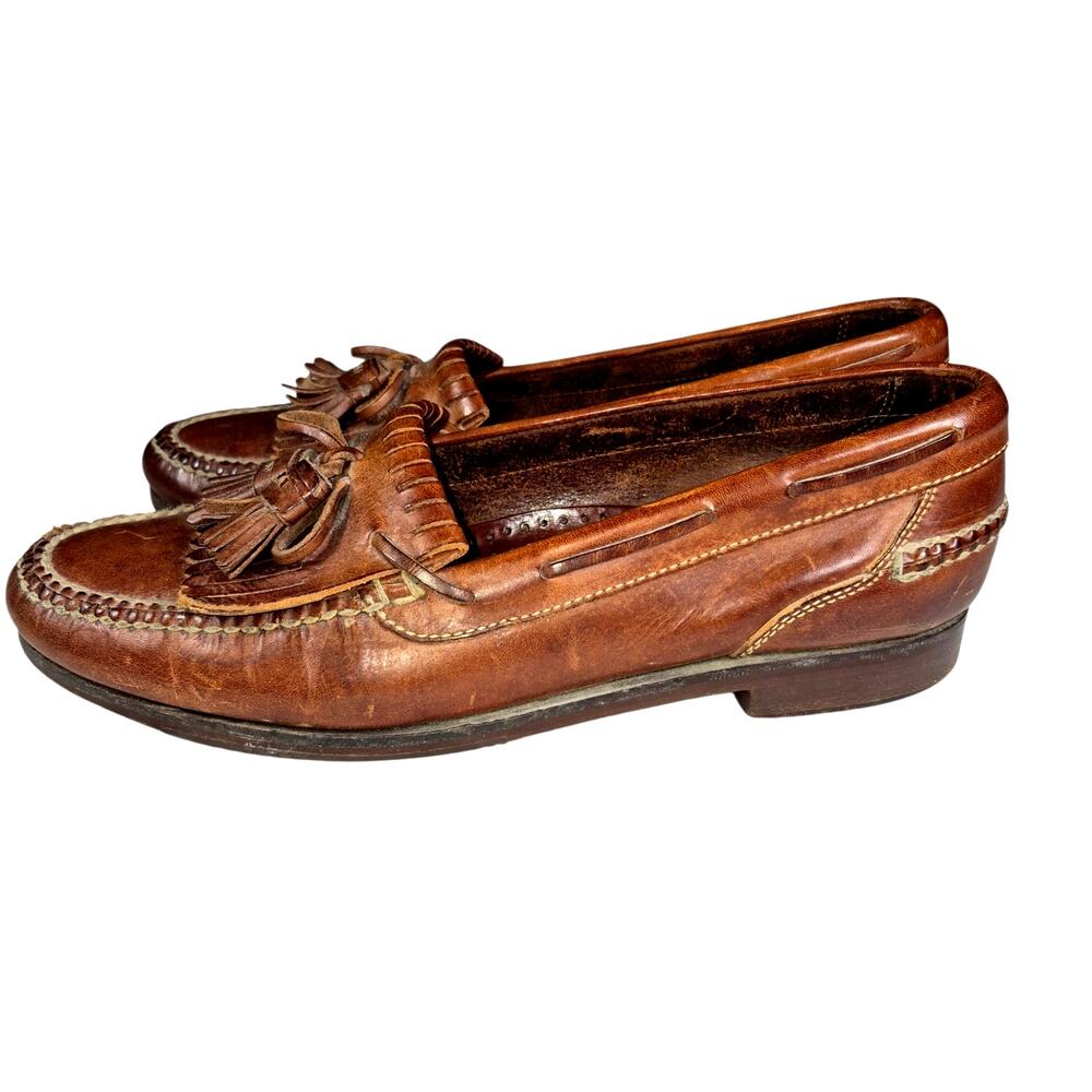 Vintage Cole Haan Tassel Kiltie Men's Brown Leather Loafers Fringe/ Tassel 10 M